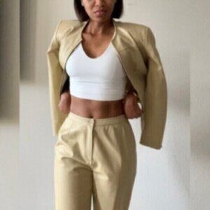 Carlisle 90s Vintage Genuine Leather Two Piece Pants Suit Set